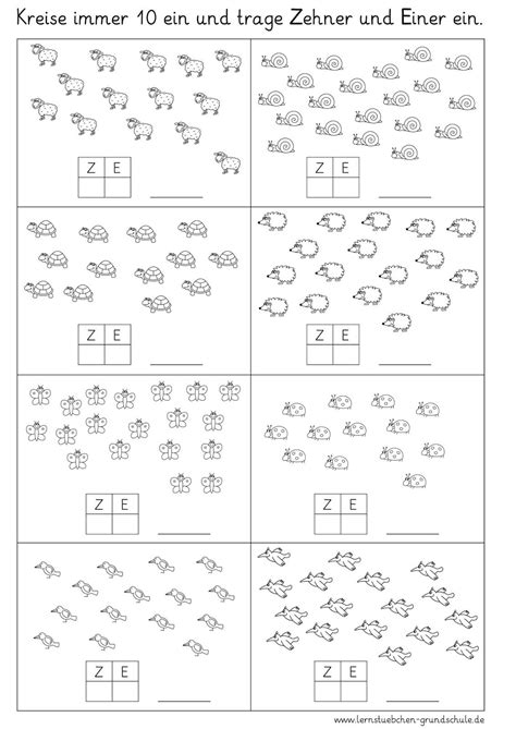 Zehner bündeln Arbeitsblätter Matheunterricht Matheaufgaben für