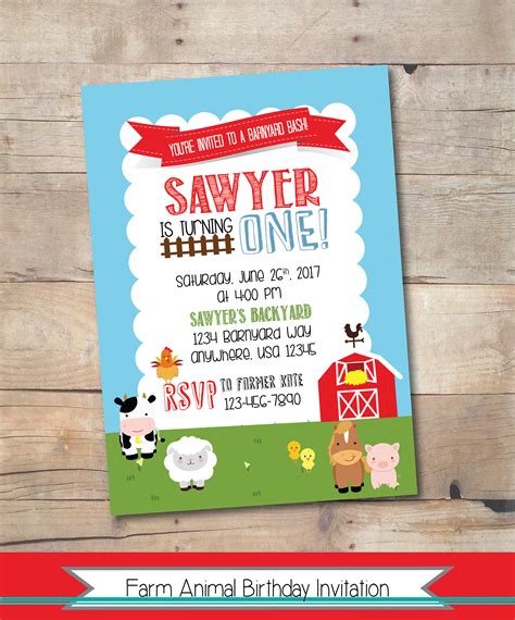 Farm Party Birthday Invitation Printable Farm Invitation Etsy