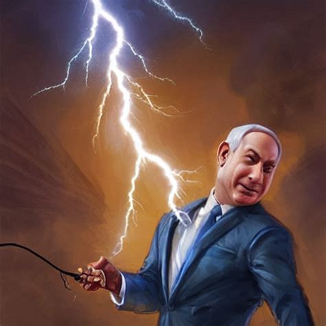 KREA Benjamin Netanyahu Shooting Lightning Bolts From His Fingers