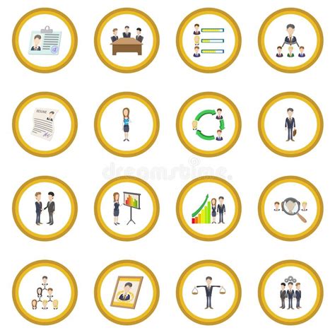 Human Resources Icons Set Cartoon Stock Vector Illustration Of Profile Business 88202154