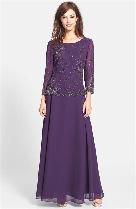 J Kara Beaded Chiffon A Line Gown Nordstrom