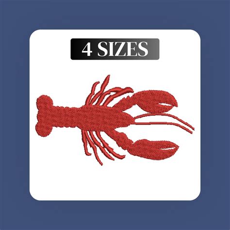 Lobster Embroidery Design Mini Lobster Embroidery Red Etsy