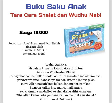 Jual Tata Cara Shalat Dan Wudhu Nabi Buku Saku Anak Pustaka Ibnu Umar