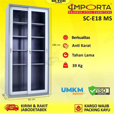 Jual Terlaris Importa Sc E18 Bt Ms Lemari Arsip Besi Pintu Sliding Kaca