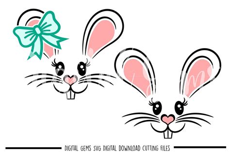 Rabbit Faces Svg Dxf Eps Png Files By Digital Gems Thehungryjpeg