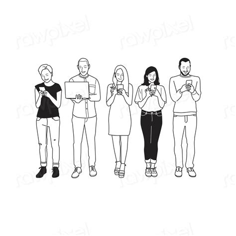 Illustration Diverse People Using Digital Premium Vector Illustration