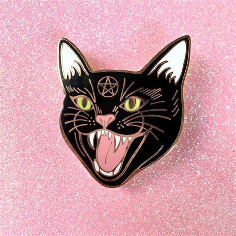 Black Cat Hard Enamel Pin Hissing Cat Evil Enamel Pin Artist Pin Dirty