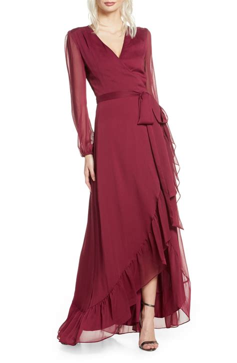 Wayf Meryl Long Sleeve Wrap Maxi Dress Nordstrom