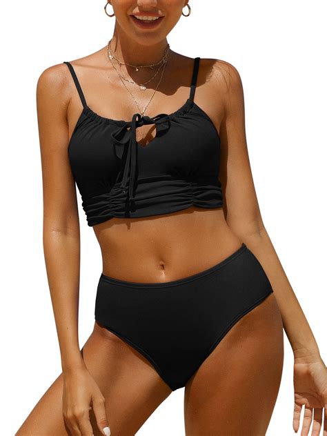 BeautyIn Women Crop Top Bikini Sexy Two Piece Bathing Suits High Rise Swimsuits Walmart