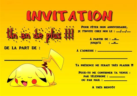 Carte Invitation Anniversaire Pokemon Imprimer Gratuite Archives