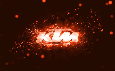 Download Wallpapers Ktm Orange Logo 4k Orange Neon Lights Creative Orange Abstract