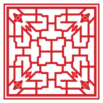 Red Chinese Style Window Pattern Vector Red Chinese Style Window