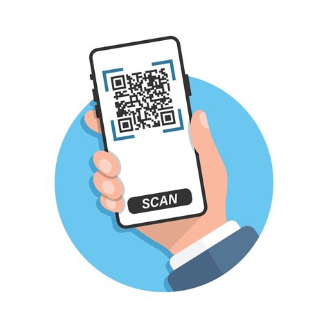 QR code scan illustration in flat style. Mobile phone scanning vector illustration on isolated ...