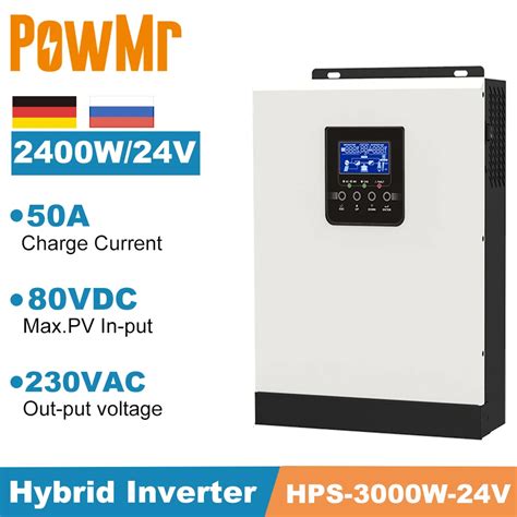 Powmr 3kva 2400w Pure Sine Wave Hybrid Off Grid Solar Inverter Pwm 50a Solar Charger Controller