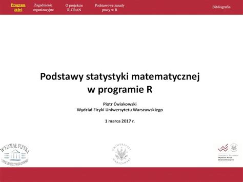 Pdf Podstawy Statystyki Matematycznej W Programie Rcoin Wne Uw Edu Pl