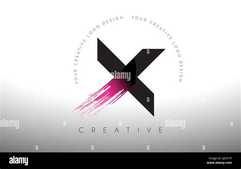 X Paint Brush Letter Logo Design With Artistic Brush Stroke In Black