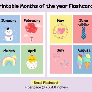 Months of the Year Flashcards, Printable Month of the Year Cards ...