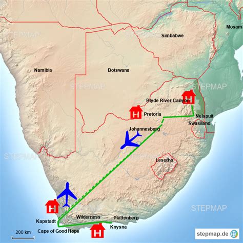 StepMap Südafrika Rundreise Landkarte für Südafrika