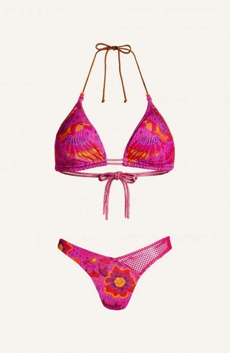 Apache Print Padded Triangle Bikini Size M Color Pink Brief Low Rise Reduced Coverage