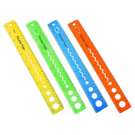 Flexible Ruler 12 Inch 4 Piece Student Transparent Ruler Student Anti ...