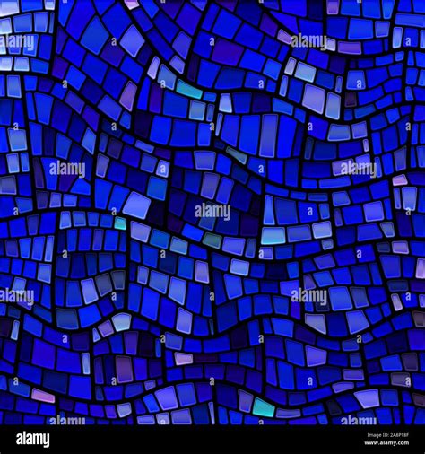 Abstract Vector Stained Glass Mosaic Background Dark Blue Stock