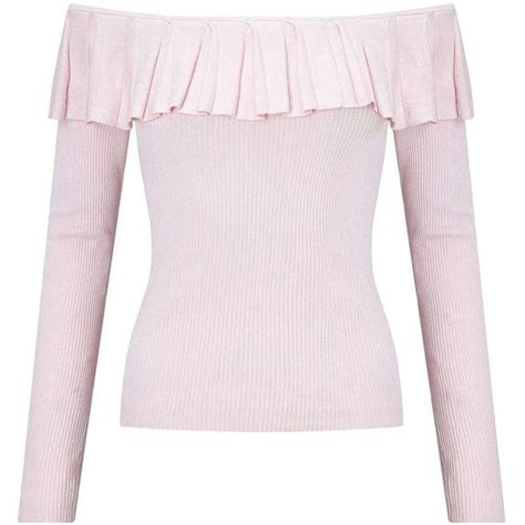 Miss Selfridge Pink Knitted Pleat Bardot 49 Liked On Polyvore