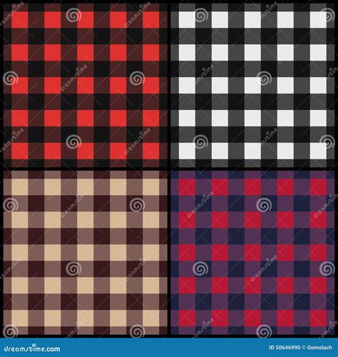 Set Of Lumberjack Plaid Seamless Patterns Stock Vector Illustration