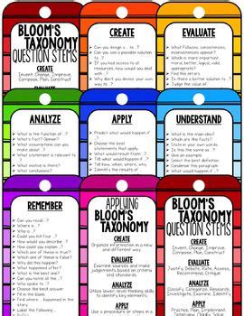 Revised Blooms Taxonomy Question Stems Higher Order Thinking