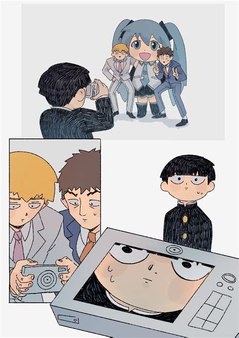 Hatsune Miku Kageyama Shigeo Reigen Arataka Mikudayoo And Serizawa