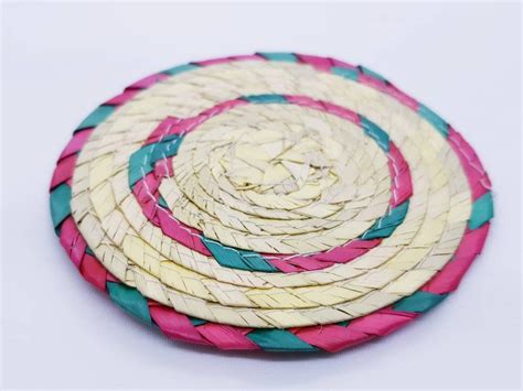 Hand Woven Palm Leaf Coaster Set Mexican Coasters Sets Etsy