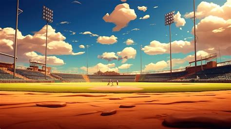 Premium AI Image | Baseball field at night with lights and shadows generative AI