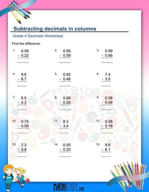 Addition And Subtraction Worksheets With Decimals Printable Word Searches