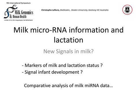 Pdf Milk Micro Rna Information And Lactationantigen Presentation