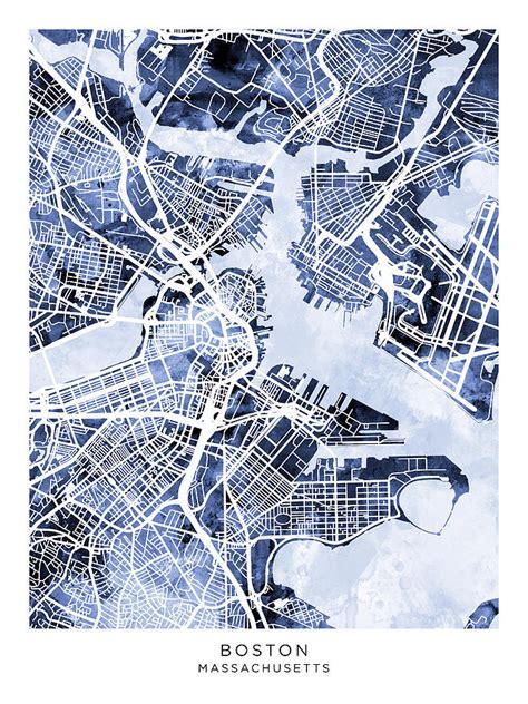 Boston Massachusetts Street Map Digital Art By Michael Tompsett