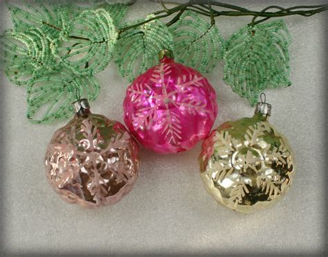 Set Of 3 Soviet Vintage Christmas Ornament Made Of Glass In Etsy