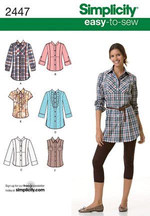 Blouse Sewing Pattern Free Womens Shirt Easy Sewing Pattern 2447