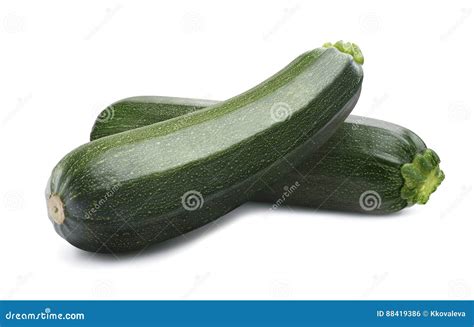 Green Whole Zucchini Isolated On White Background Stock Photo Image