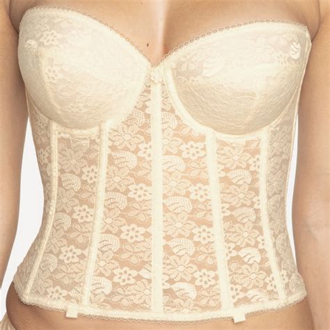 Dominique Womens Annabel Strapless Lace Longline Bridal Bra 32a 40d 7749 Ivory 32c