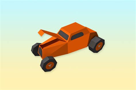 DIY Papercraft Hot Rod Car Favor Party Favour Ford Car Model Hotrod Car Model Printable Car Pdf