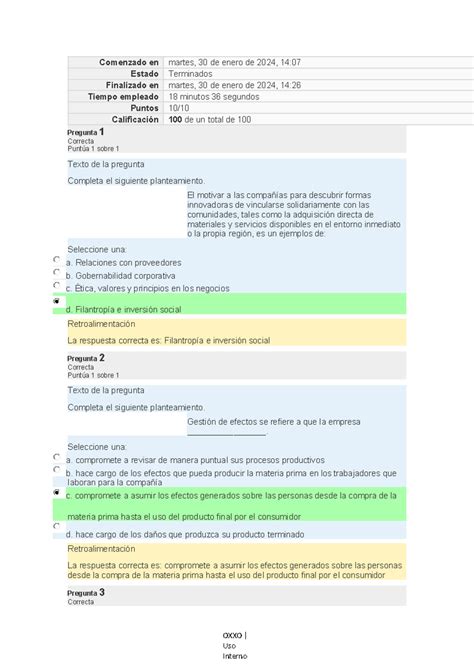 Examen 2 Responsabilidad Social Y Corporativa OXXO Uso Comenzado En