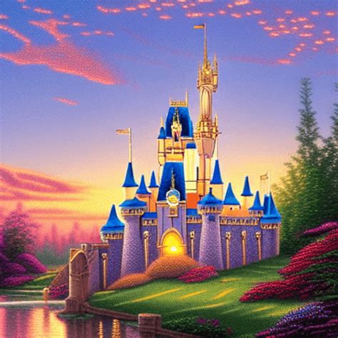 Disney Cinderella Castle Thomas Kinkade Graphic · Creative Fabrica