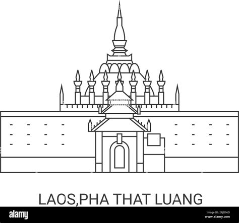 Laos Pha That Luang Travel Landmark Vector Illustration Stock Vector