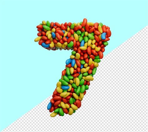 Ziffer 7 bunte jelly beans nummer 7 regenbogen bunte bonbons jelly ...