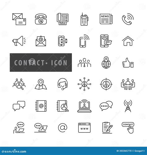 Información De Contacto Iconos Línea Conjunto Vectores Iconos Diseño