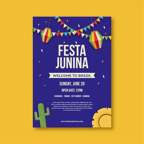 Plantilla De Cartel Vertical Plano Festa Junina Vector Gratis