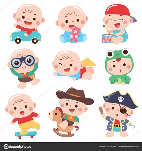 Vector Illustration Cartoon Baby Character Costume Baby Stock Vector By