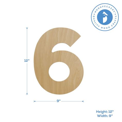 Wooden Number 6 12 Inch Or 8 Inch Unfinished Large Wood Numbers For