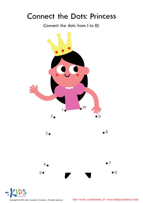 Princess Connect Dots Worksheet: Free Printable PDF for Kids