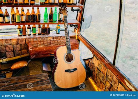 Folk Original Acoustic Wooden Guitar In The Sun Stock Image Image Of Table Indoor 267965829