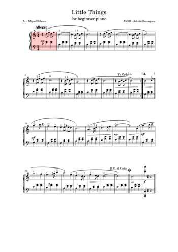 Little Things free sheet music by Berenguer | Pianoshelf